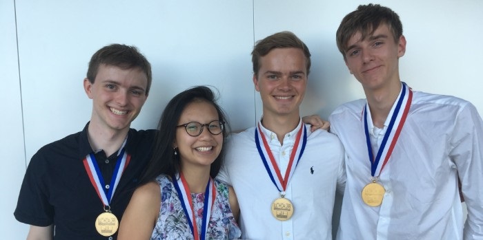 The Danes at this years’ Chemistry Olympics: Rasmus, Mikaella, Kasper og Thomas. Photo: Frederik Søndergaard-Pedersen