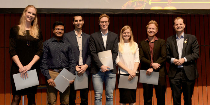 Arun Kumar Somavarapu (second from the left) was one of six researchers who won the 'Young Researcher Award'.  Photo: Birgitte Røddik